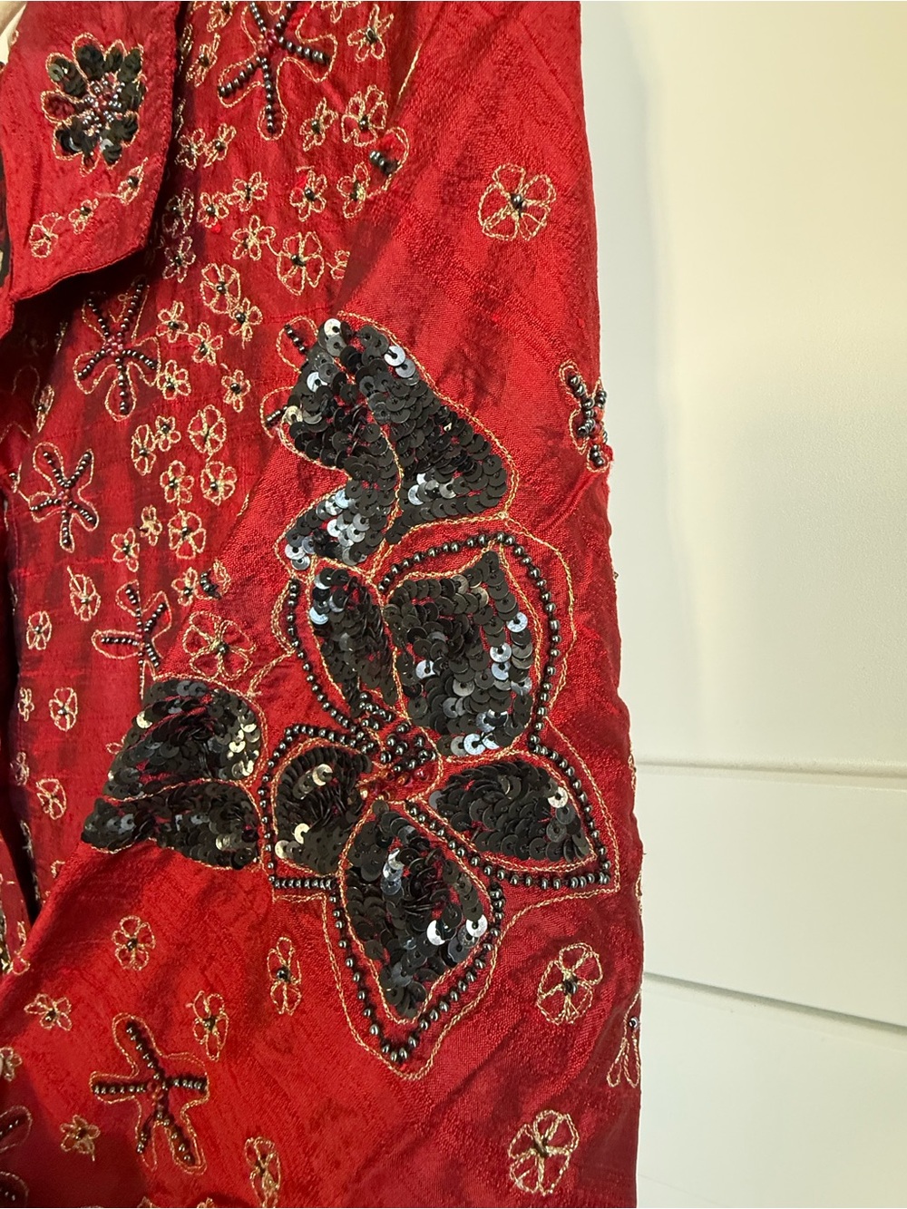 Chico's Y2K Vintage Anniversary Collection Silk Beaded Sequin Jacket Top | M - Picture 9 of 10